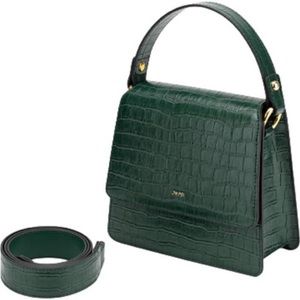 JW PEI Fae Top Handle Dark Green Vegan Leather Bag.